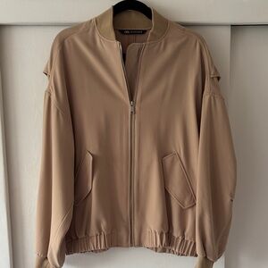 Zara Beige Zip-Up Jacket